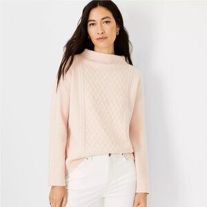 Ann Taylor Mock Neck Cable Sweater
